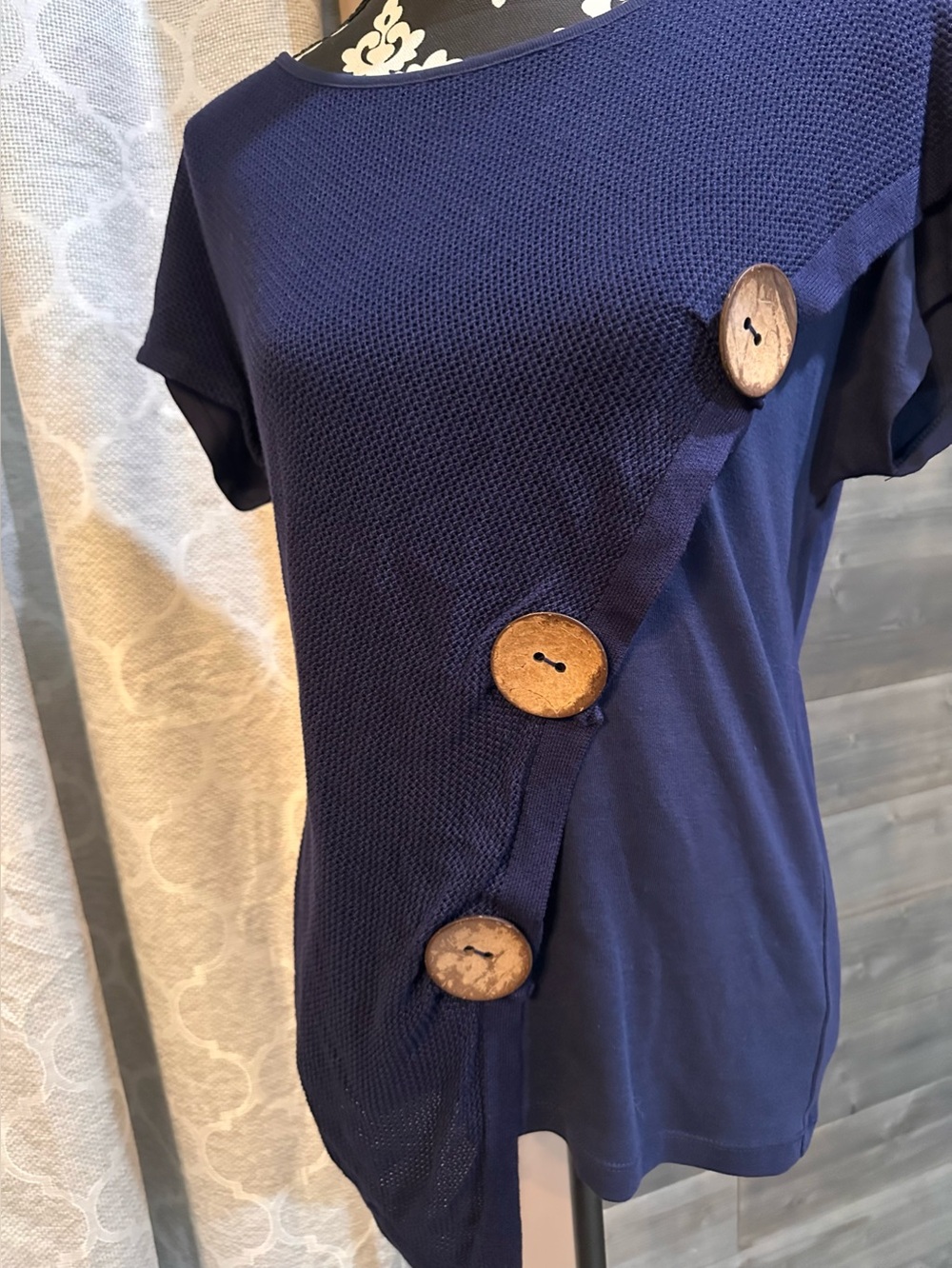 MARBLE Navy Top with Textured Detail size M